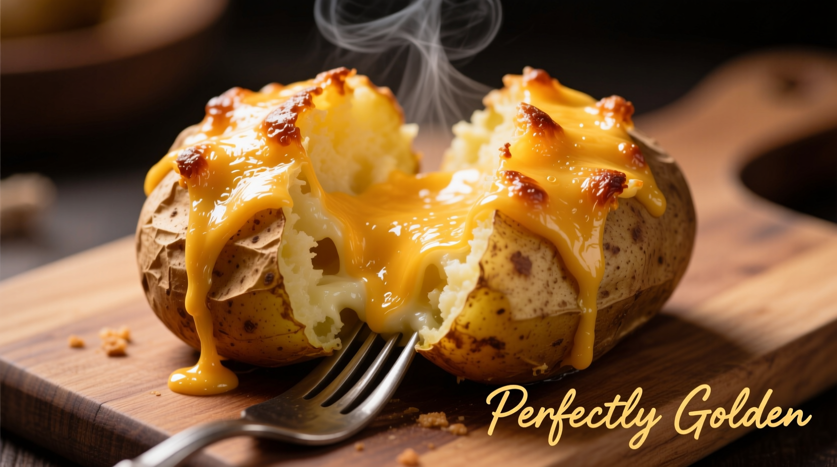 Perfectly golden twice baked potatoes with melted cheese topping