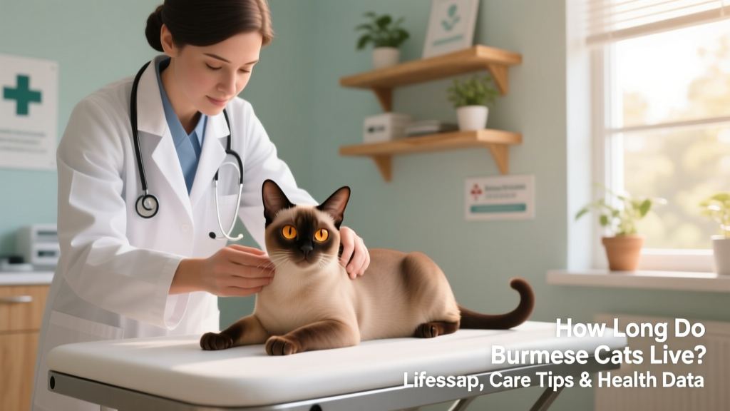 Veterinarian gently examining a Burmese cat during a routine checkup