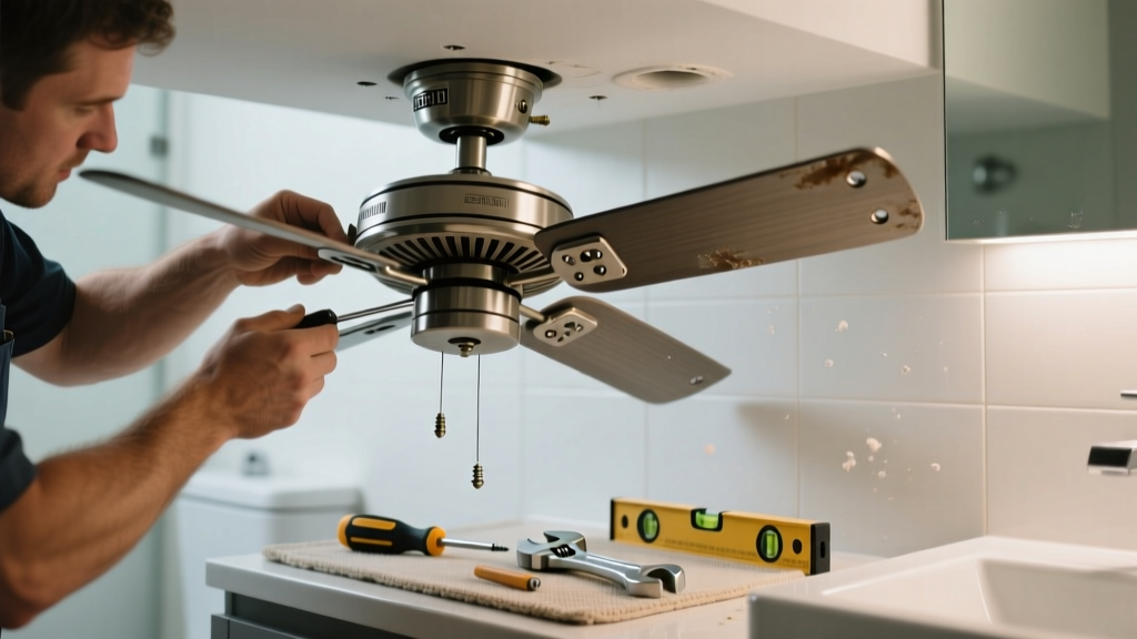 Fixing a Wobbling Ceiling Fan in the Bathroom