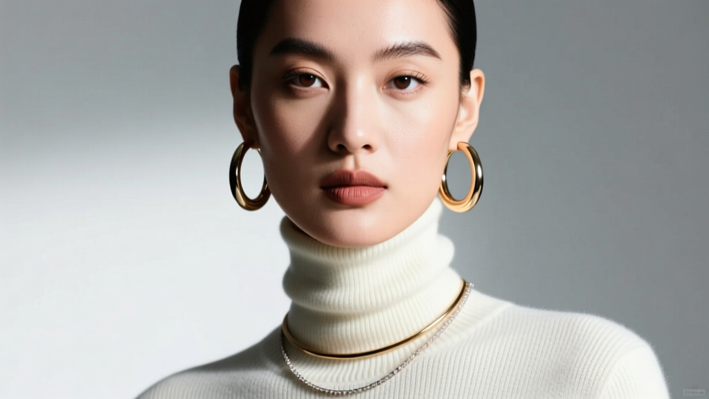 How to Wear Hoop Earrings with a High Neckline