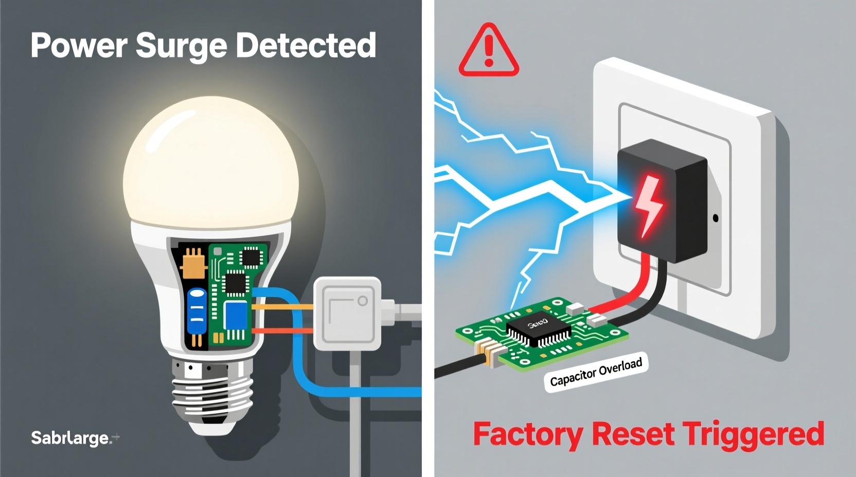 why do my smart lights reset to factory settings after power surges