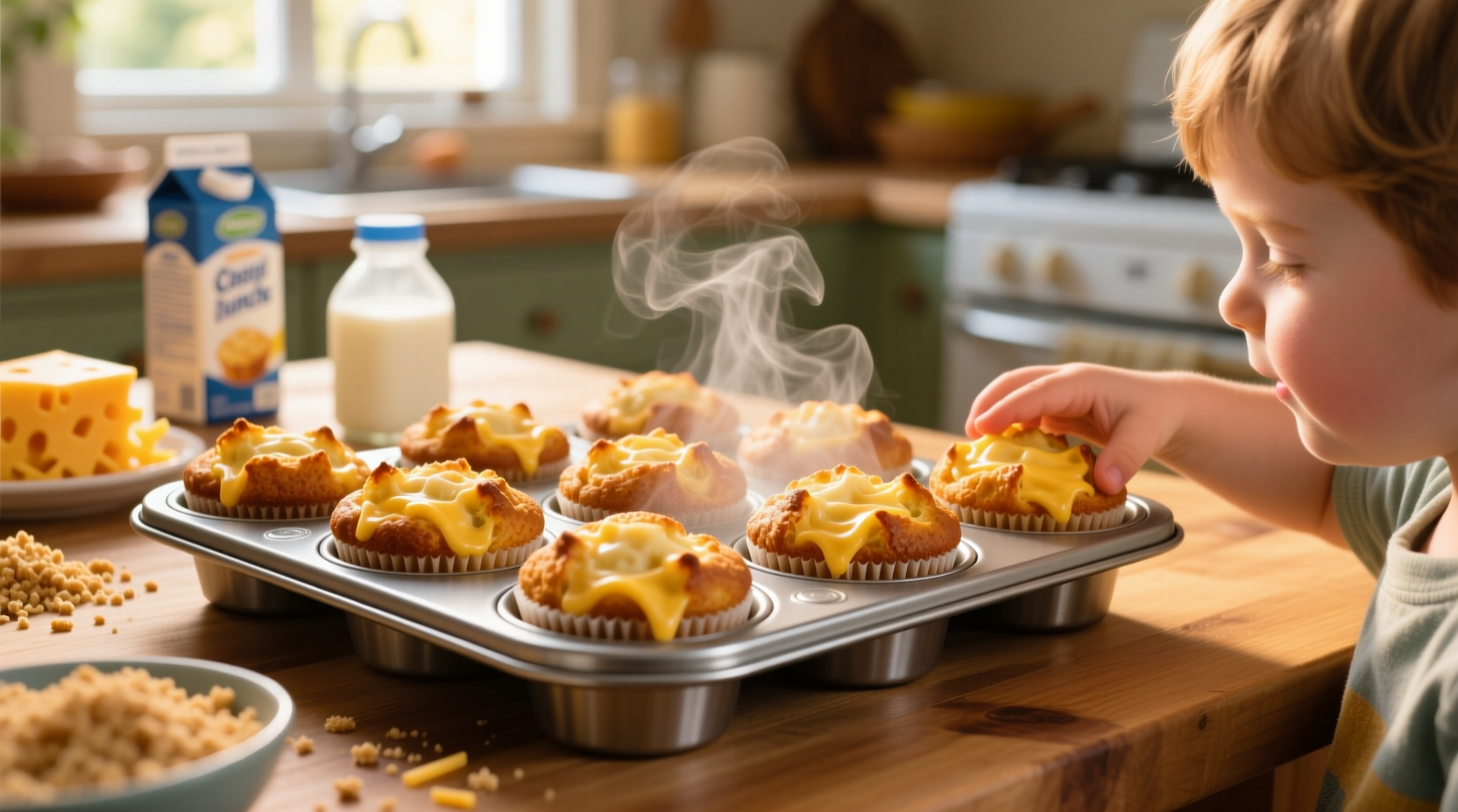 make mac and cheese muffins for easy kid lunches or adu