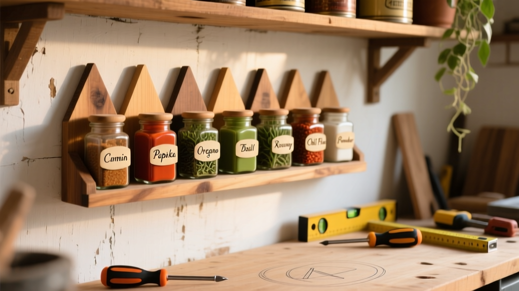 DIY Wall-Mounted Spice Rack for Small Kitchens