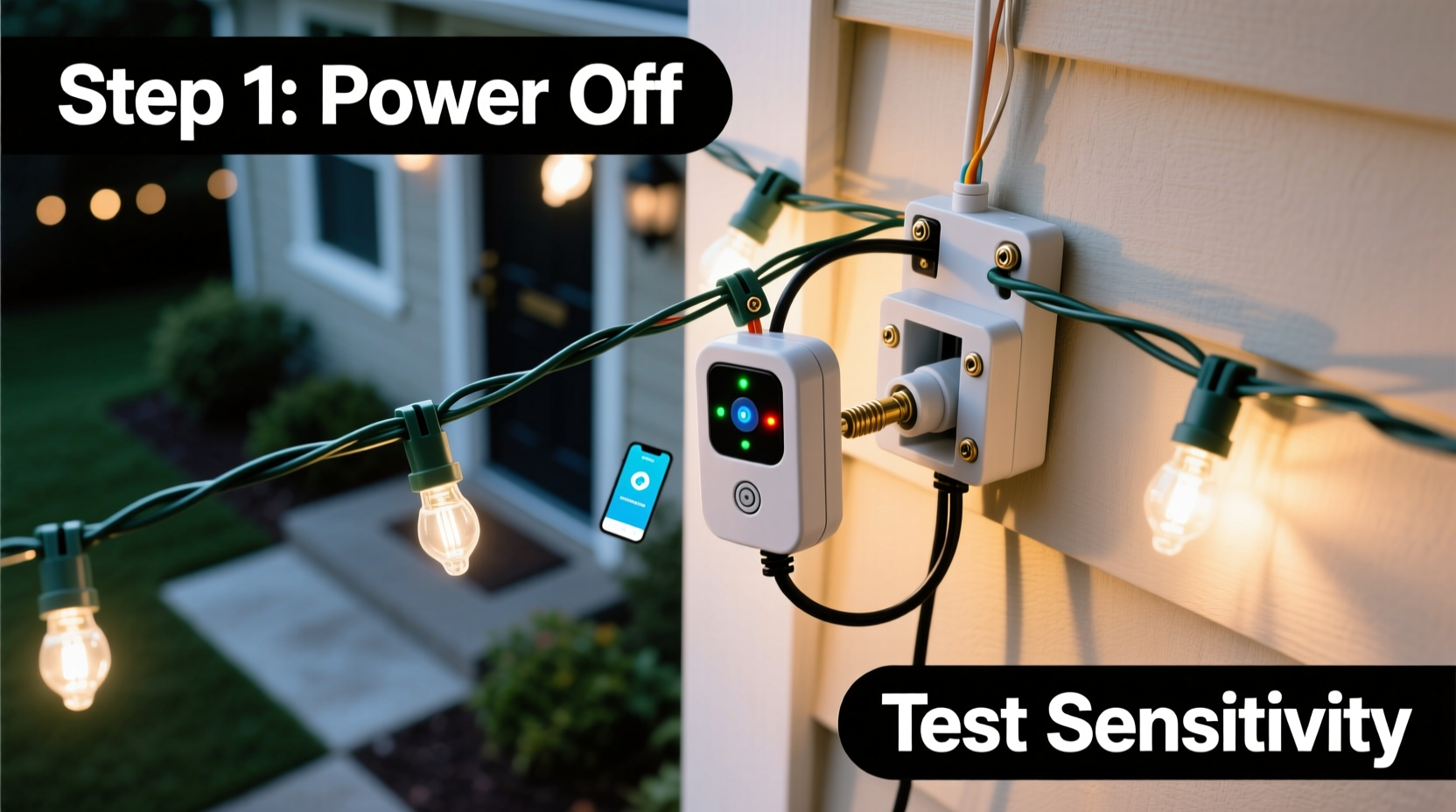 how to safely add motion sensors to existing outdoor light strings without rewiring