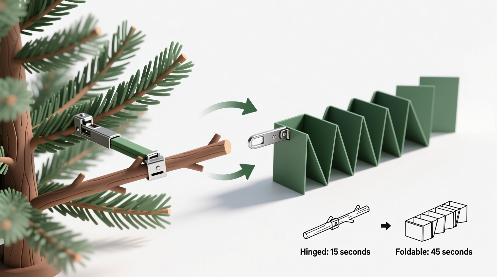 hinged vs foldable christmas tree branches which assembles faster