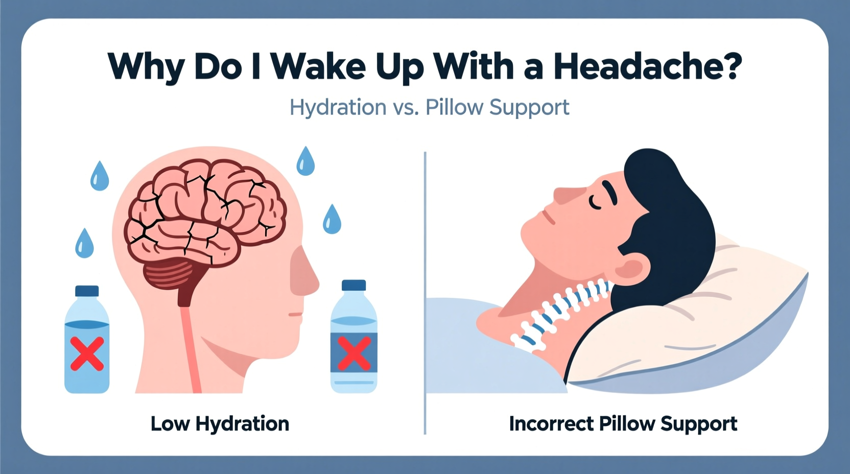 why do i wake up with a headache hydration vs pillow support