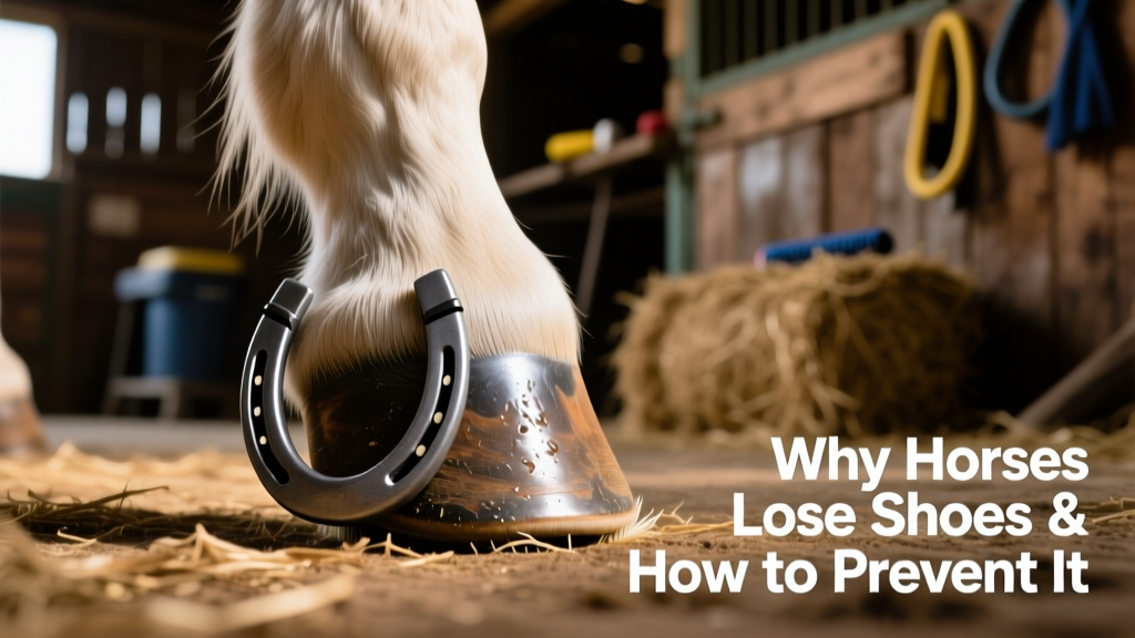 Close-up of a well-fitted horseshoe on a healthy hoof, showing clean nail clinches and balanced trim