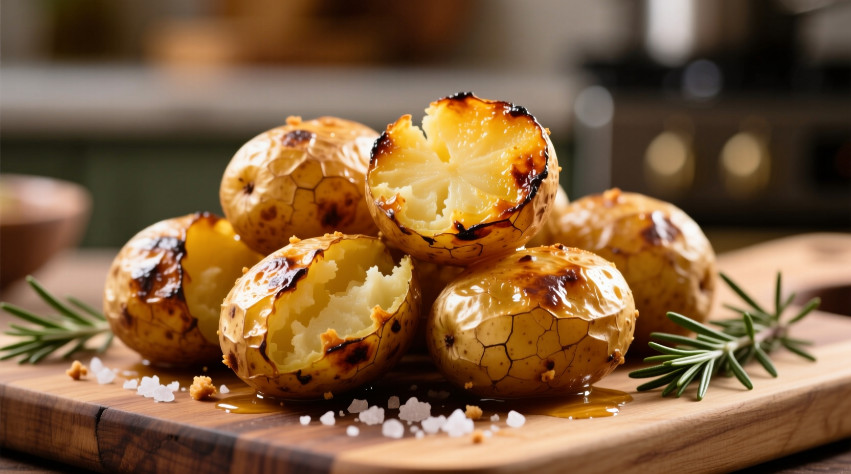Perfectly roasted golden potatoes with crispy edges