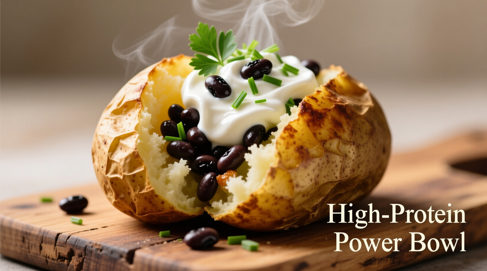 High-protein jacket potato with Greek yogurt and black beans