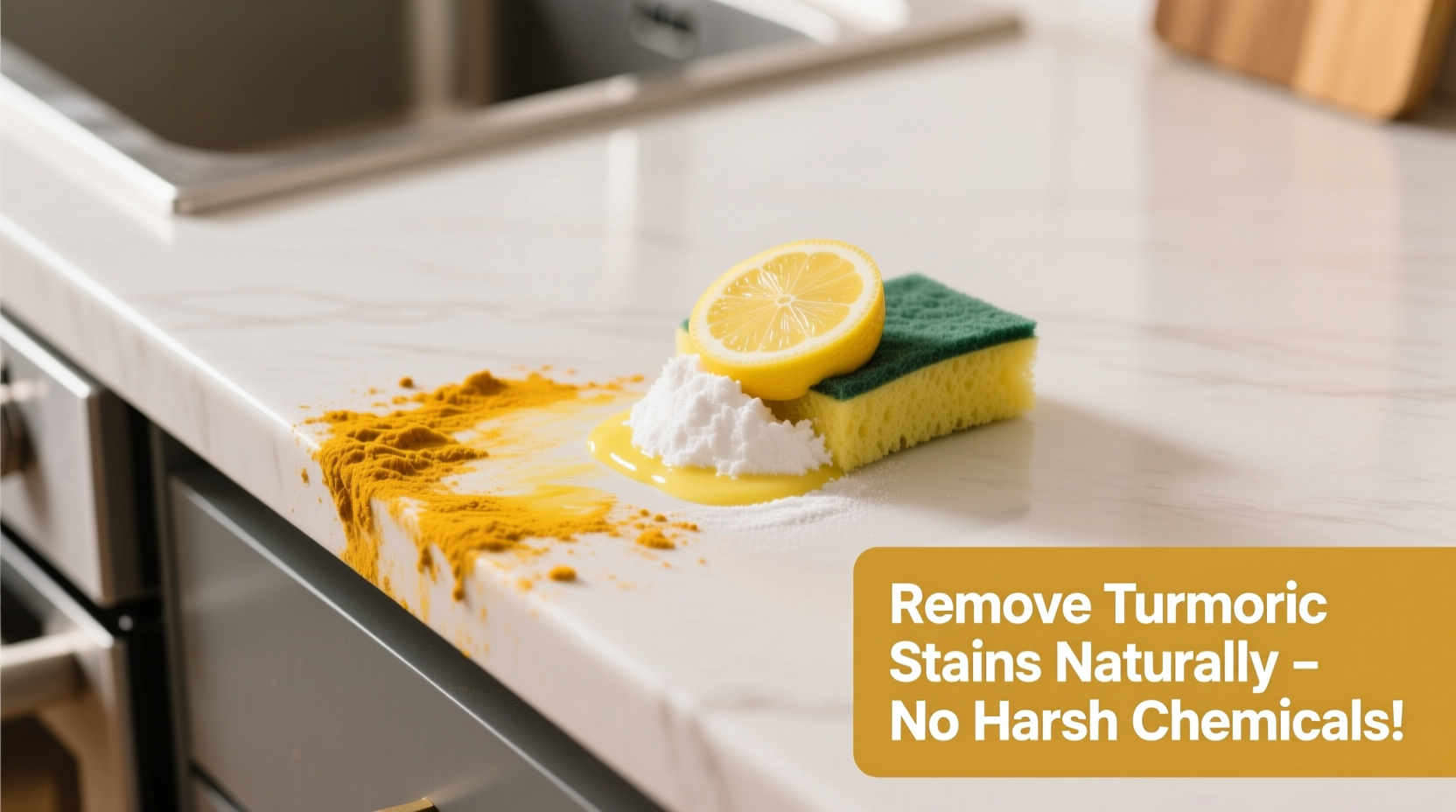 how to remove turmeric stains from white countertops without harsh chemicals