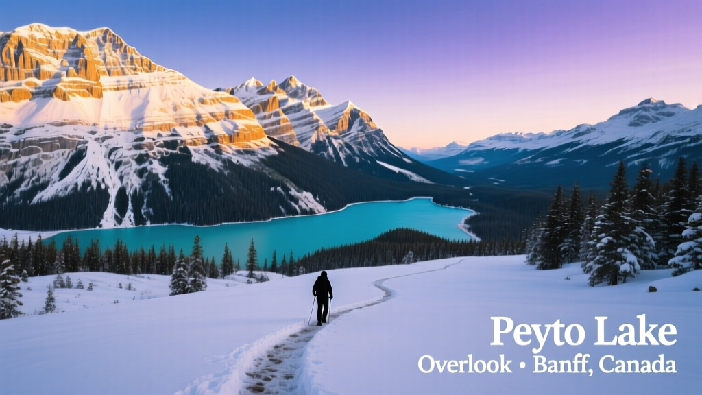 The Snowy Trek to Peyto Lake Overlook: A Winter Hike Through Banff’s Frozen Gem