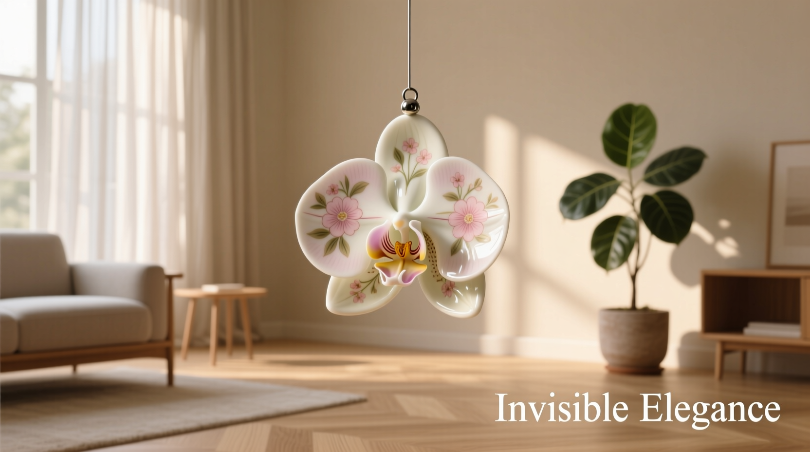 how to hang delicate porcelain ornaments without visible hooks or string shadows