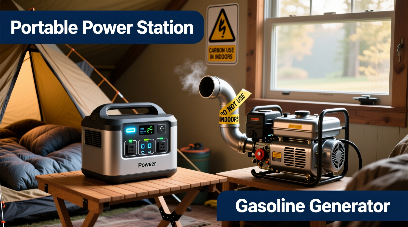 portable power station vs generator which is safer for indoor camping prep