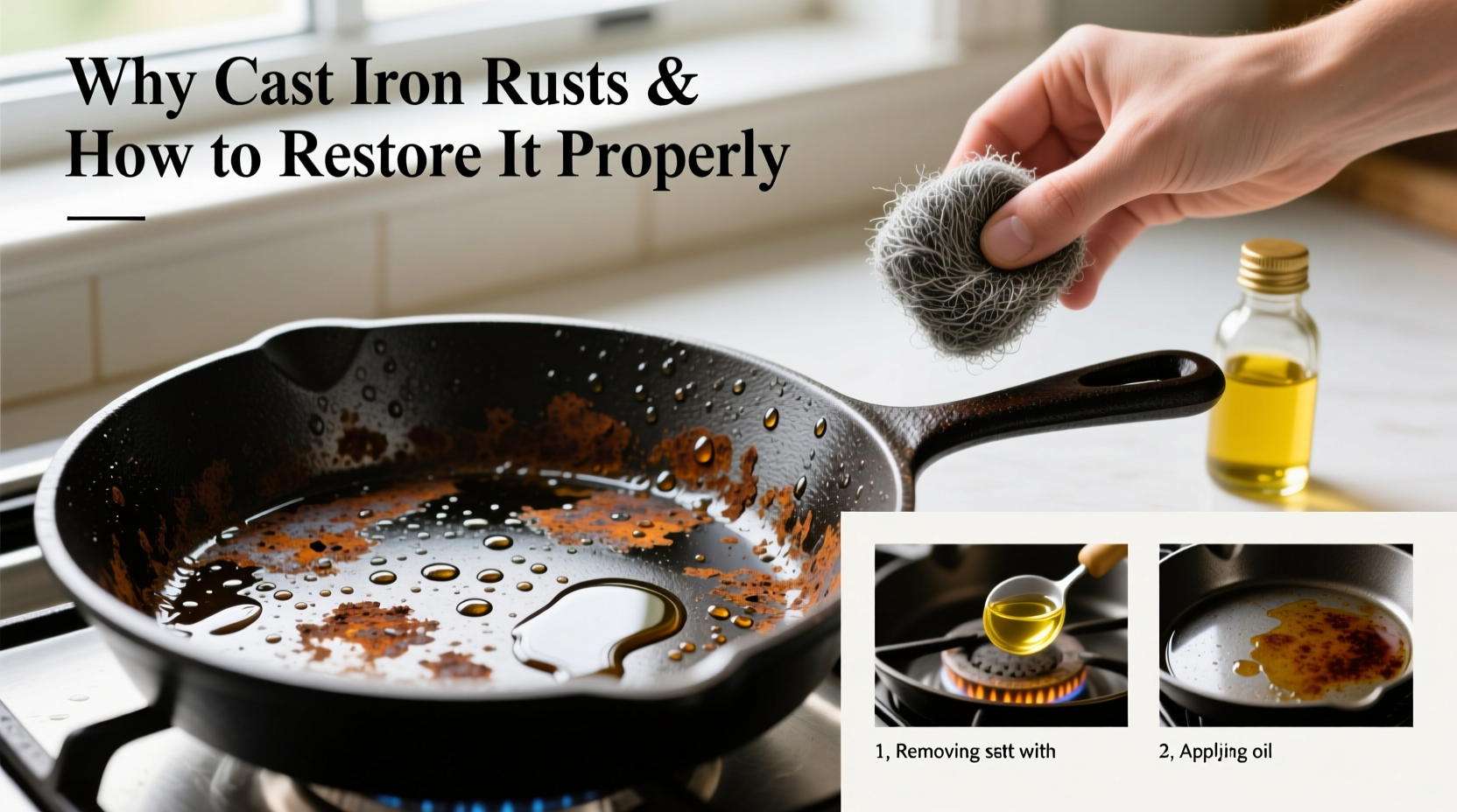 why does my cast iron skillet rust and how to restore it properly