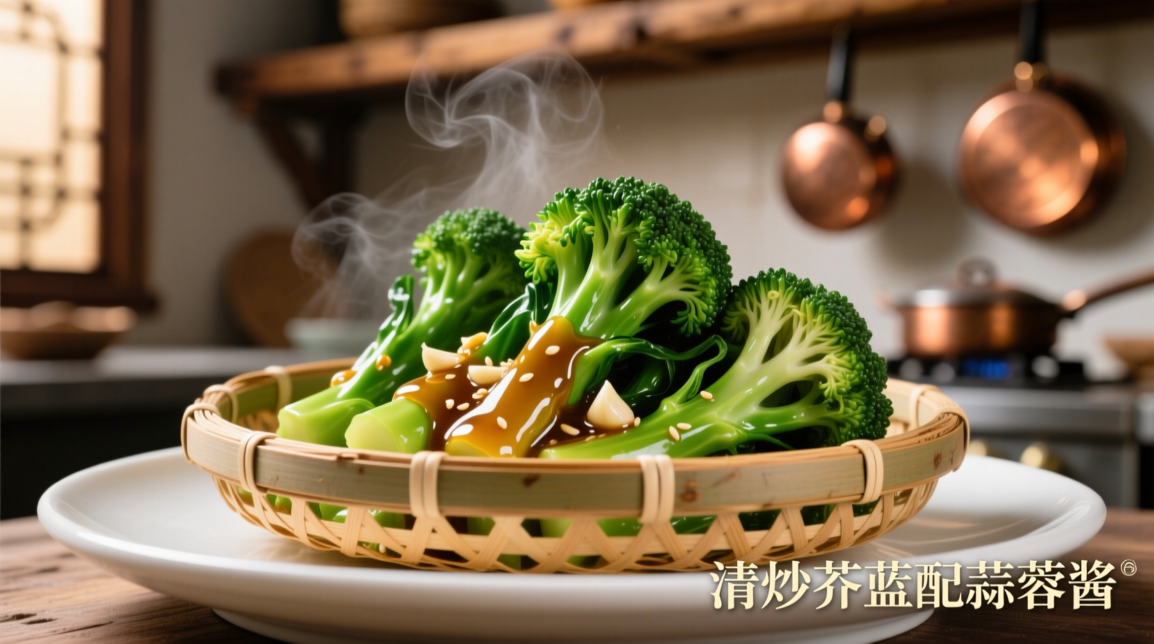 Crisp Chinese broccoli with glossy garlic sauce