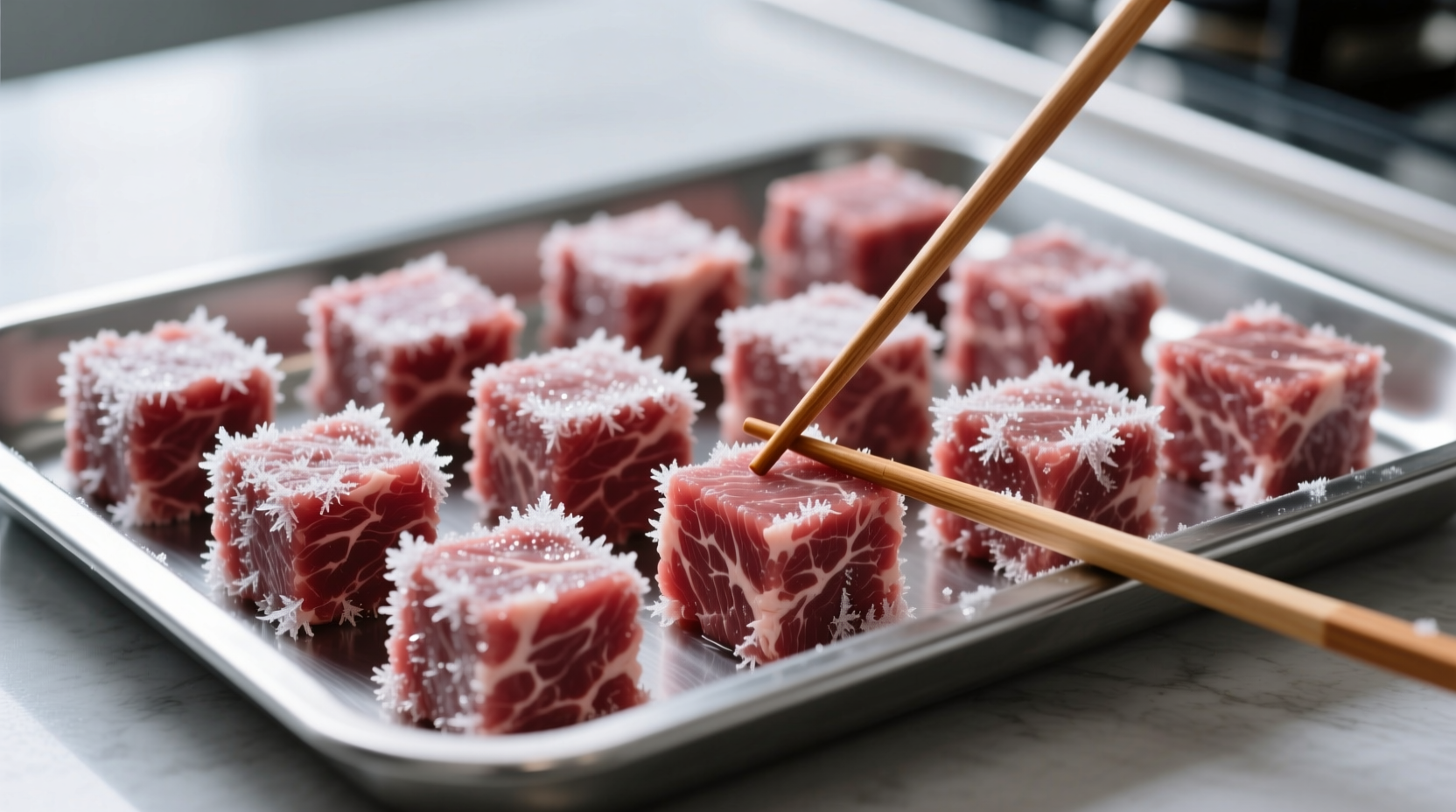 freeze ground meat in small portions with a chopstick