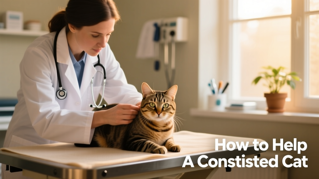Veterinarian gently examining a cat during a routine checkup