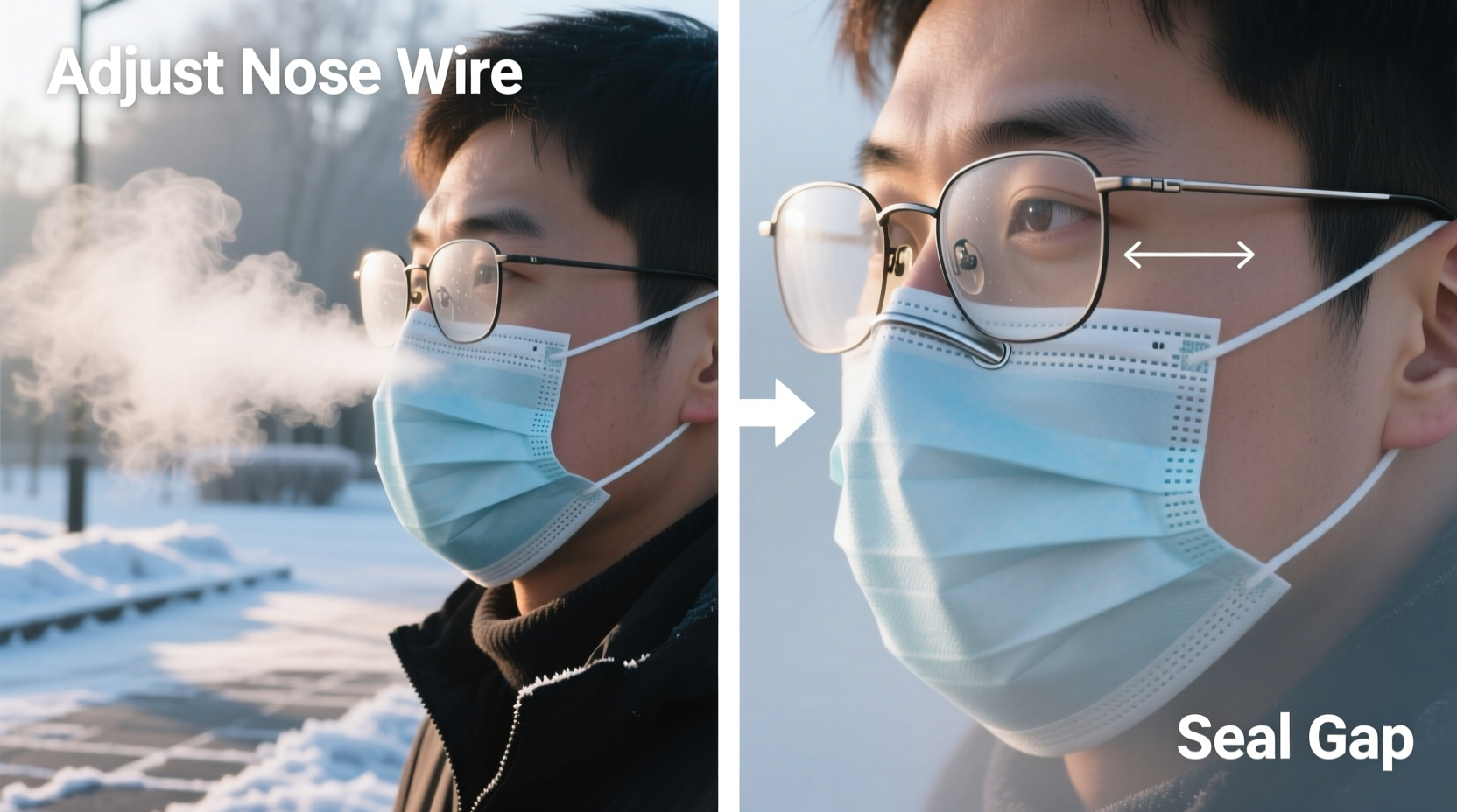 how to prevent foggy glasses when wearing masks in cold weather