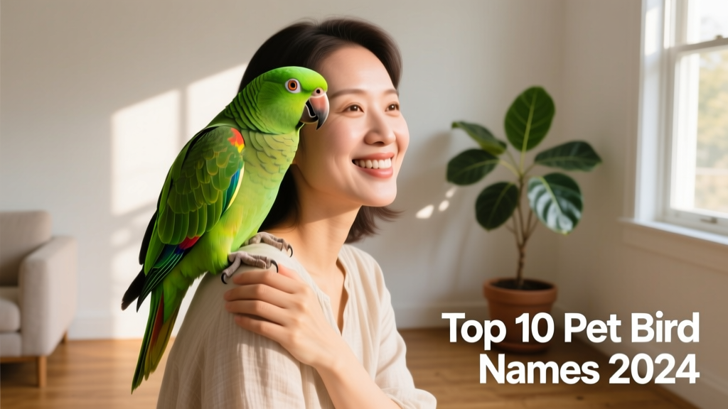 A bright green parrot perched comfortably on a person's shoulder