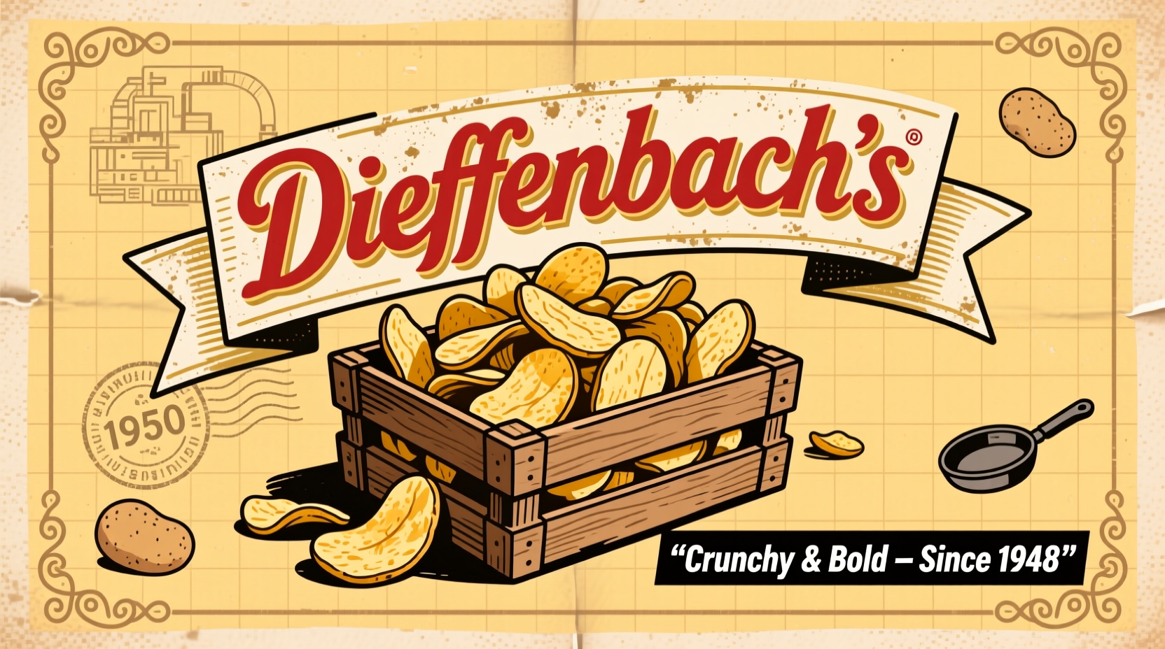 Vintage packaging of Dieffenbach's potato chips