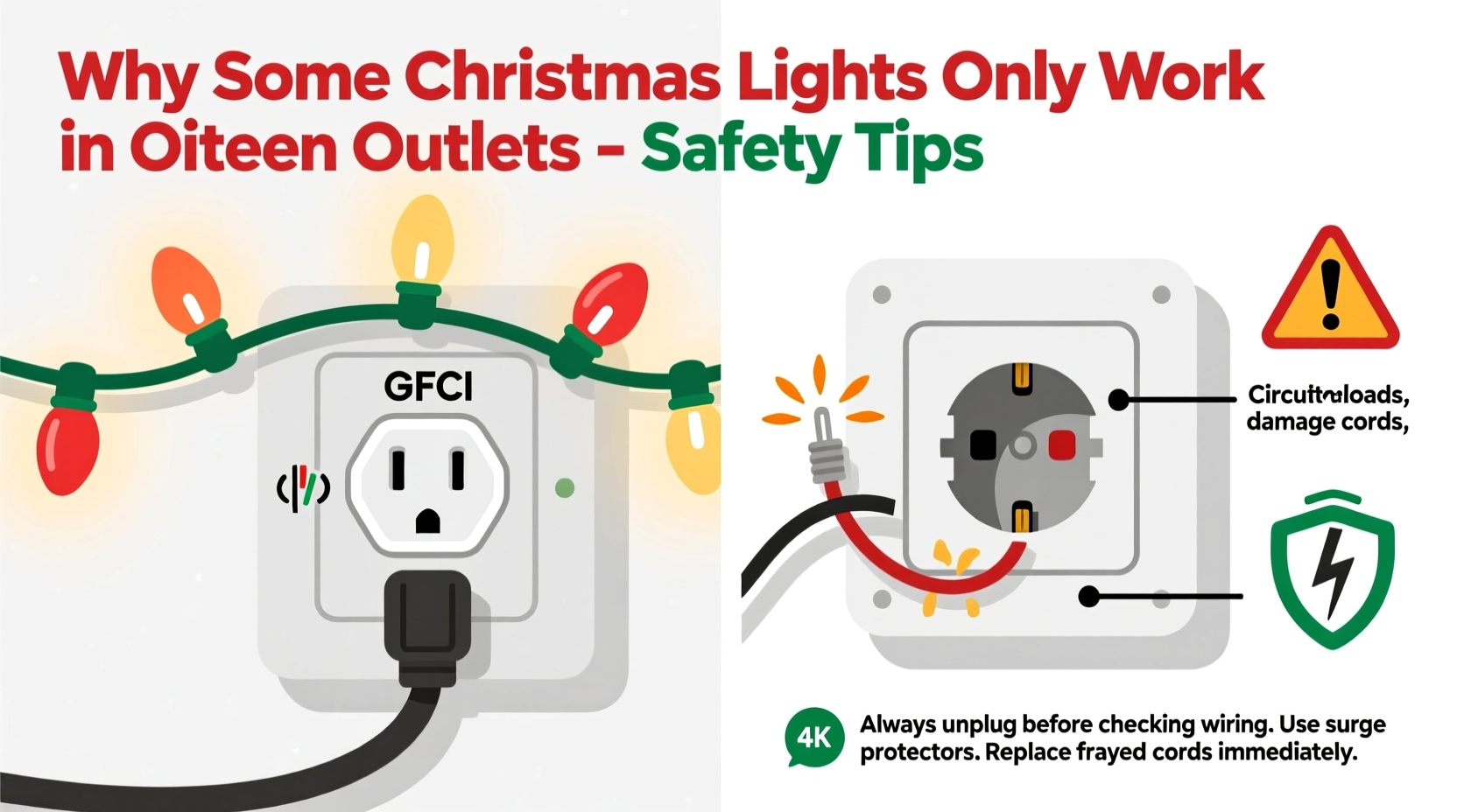 why do some christmas lights only work in certain outlets safety tips