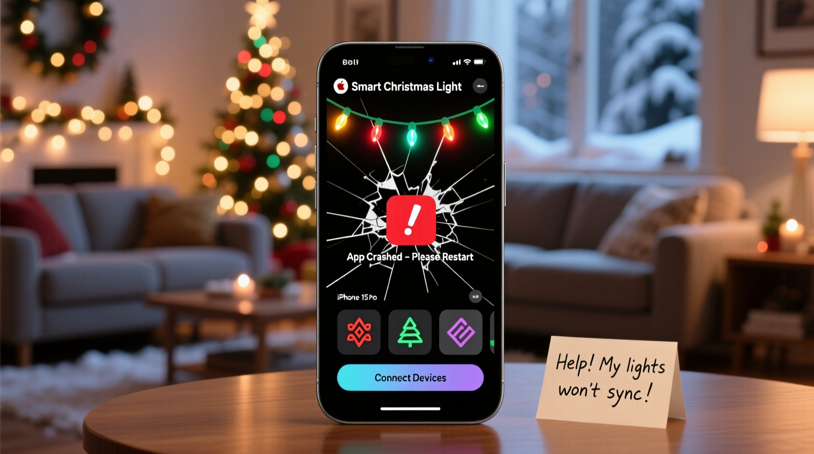 why does my smart christmas light app crash every time i open it