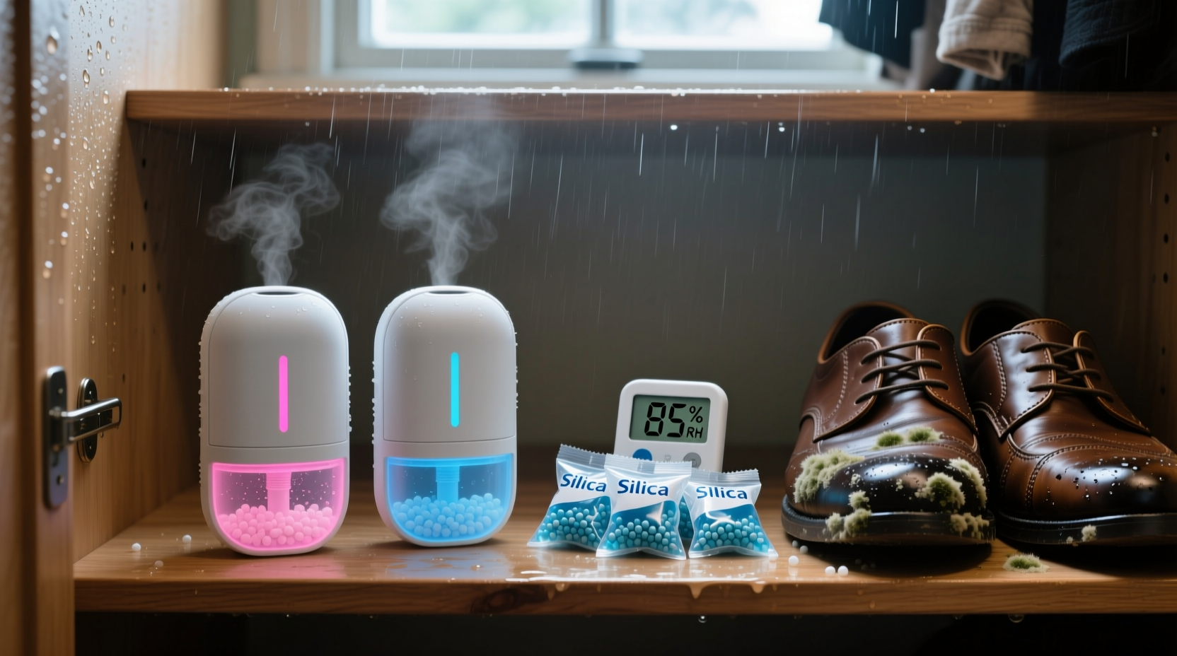 closet shoe dehumidifier pod vs silica gel packs