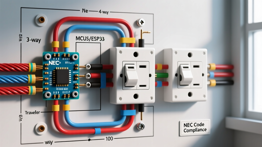 Code-Compliant Wiring Diagram for 3 Way and 4 Way Switches