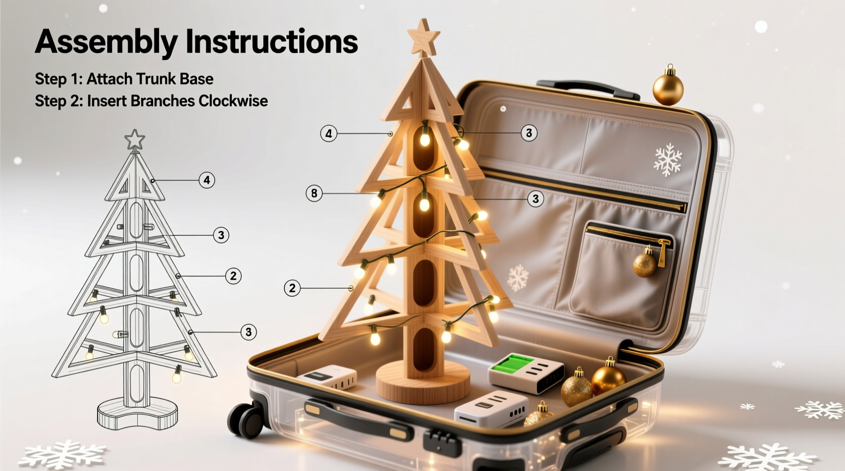 how to build a modular christmas tree that fits in a suitcase for travel or dorm life