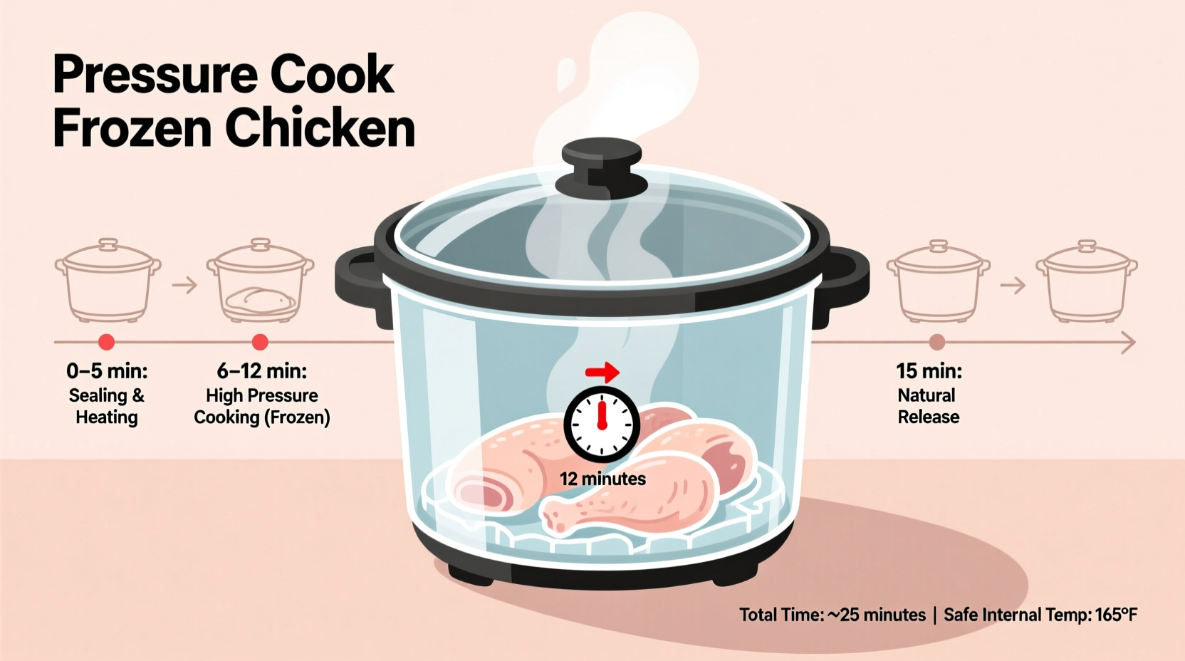 how long to pressure cook frozen chicken