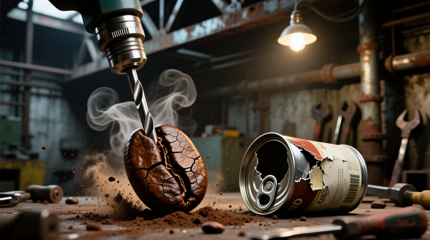 roast coffee with a drill and a soup can