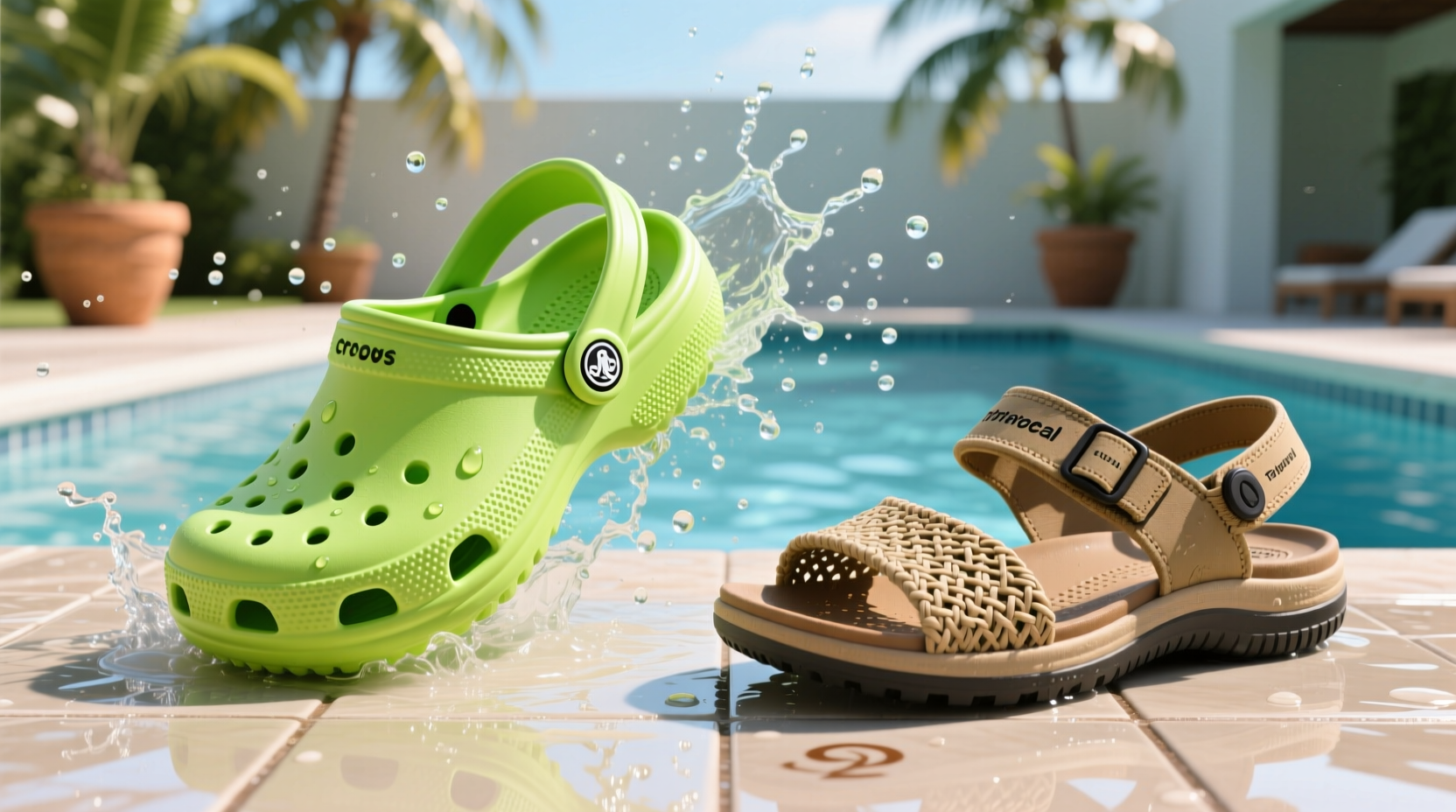 crocs vs teva sandals for summer which holds up after poolside splashes