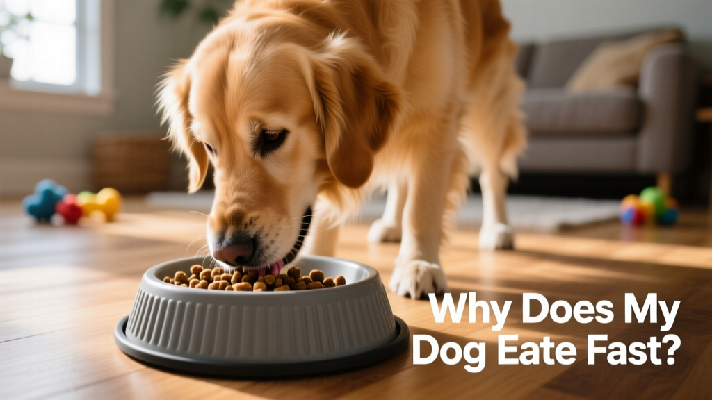 A dog eating from a slow feeder bowl with kibble visible in raised ridges