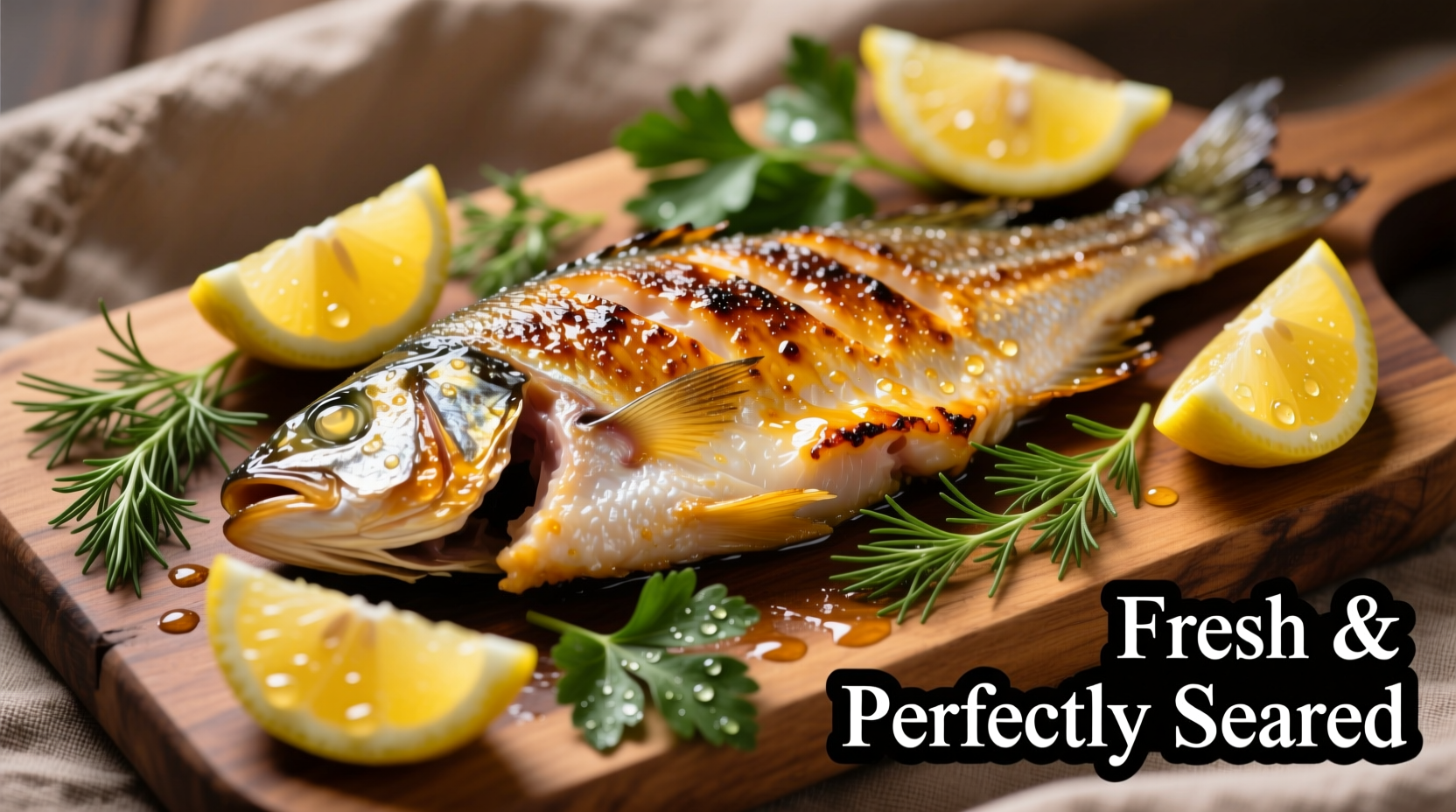 Perfectly seared tilapia fillet with lemon and herbs