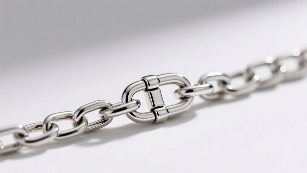 Close-up of a 1.0mm sterling silver box chain and lobster clasp, showing precise link soldering and a bright rhodium finish.