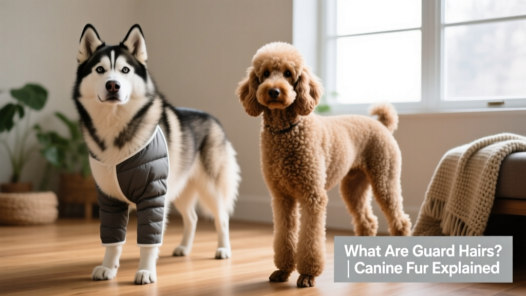 Side-by-side comparison showing the layered structure of a double-coated dog versus the uniform texture of a single-coated dog