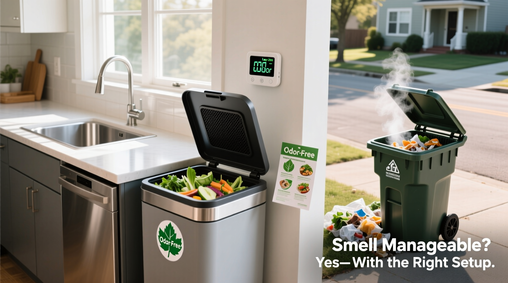 composting at home vs curbside pickup is the smell manageable indoors