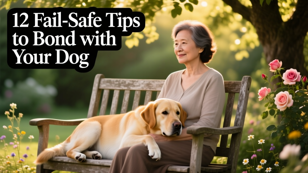 Person sitting calmly on a garden chair while a Golden Labrador rests contentedly beside them