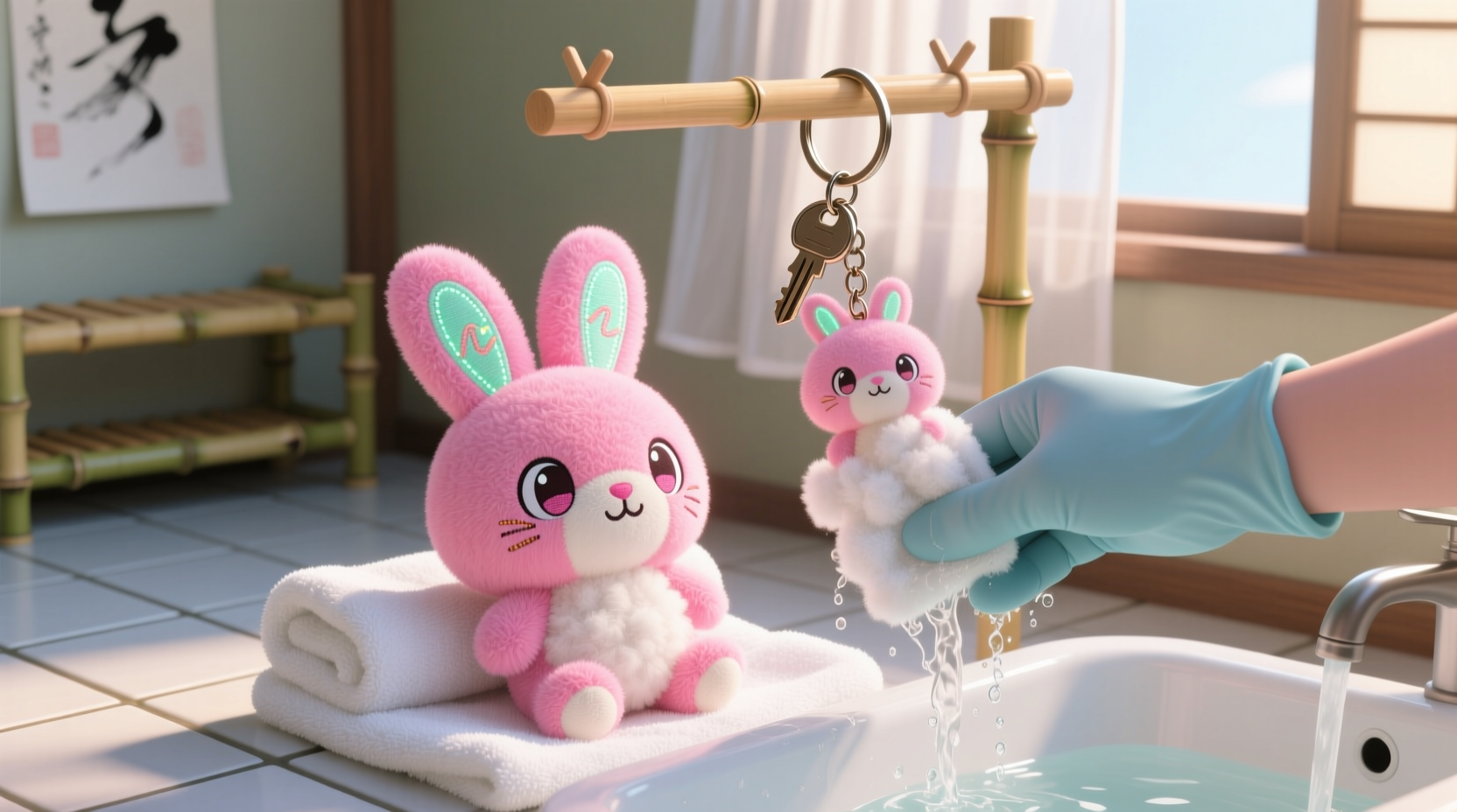 how to clean a plush anime keychain safely