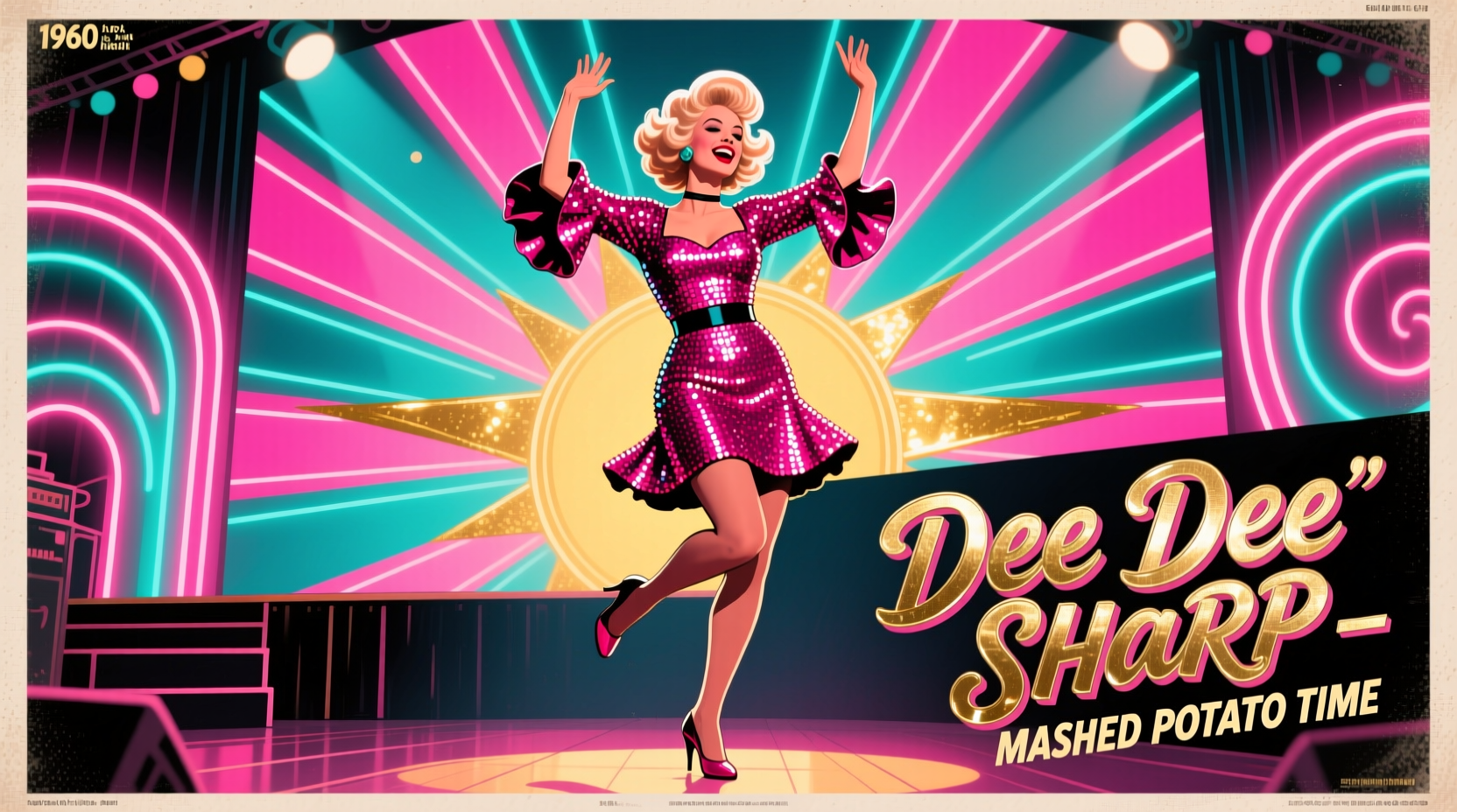 Vintage poster of Dee Dee Sharp performing Mashed Potato Time