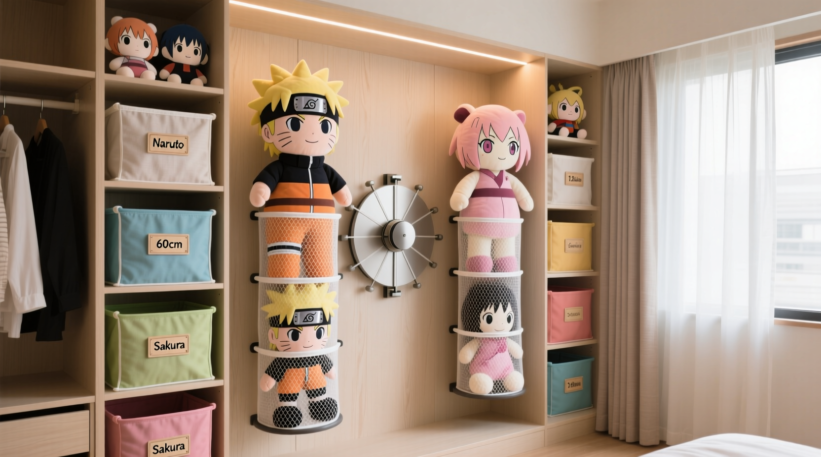 how to store oversized anime plushies in closets