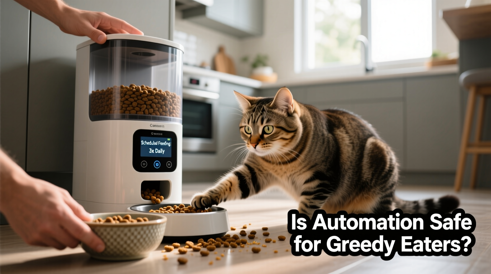 automatic pet feeder vs manual feeding is the convenience actually safe for greedy eaters