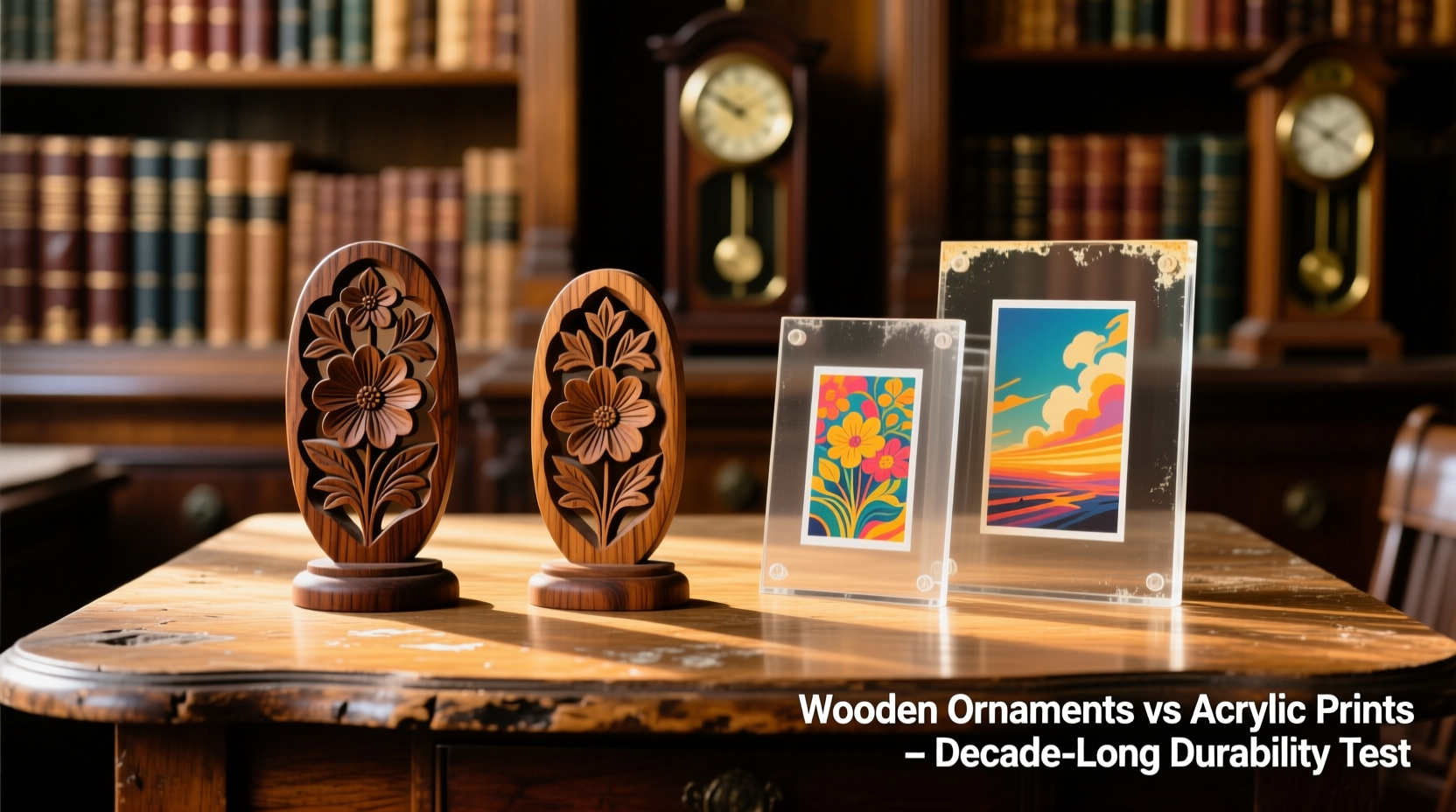 wooden ornaments vs acrylic prints which hold up better over years