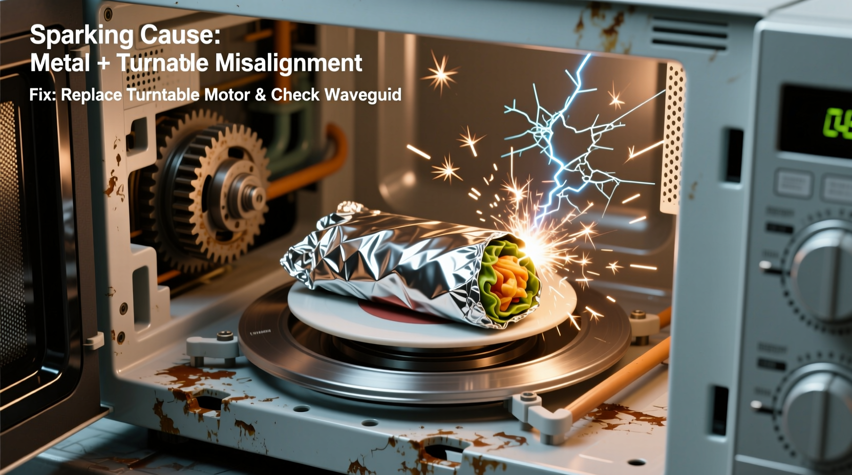 why does my microwave spark when heating certain foods fixing turntable errors