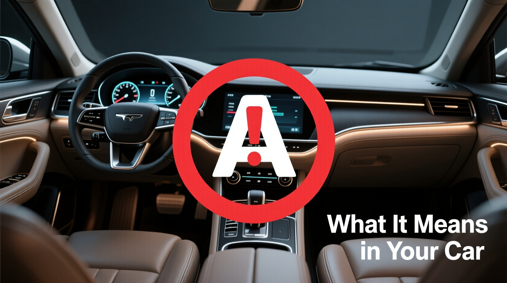a with circle around it in car with exclamation point