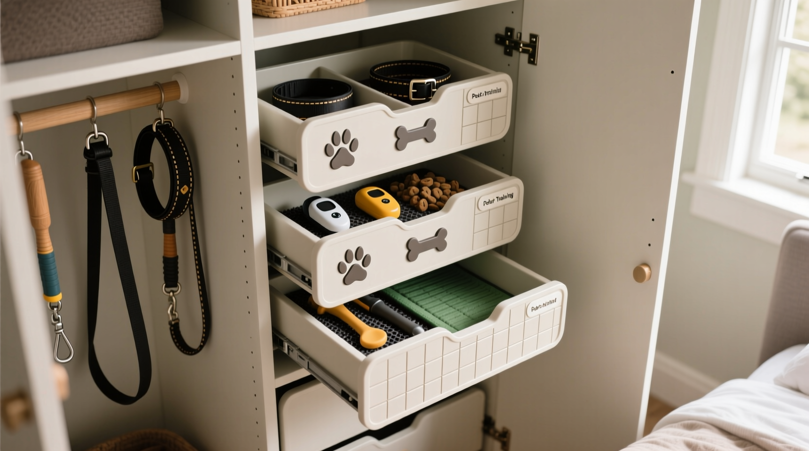 closet organization tips for pet training gear
