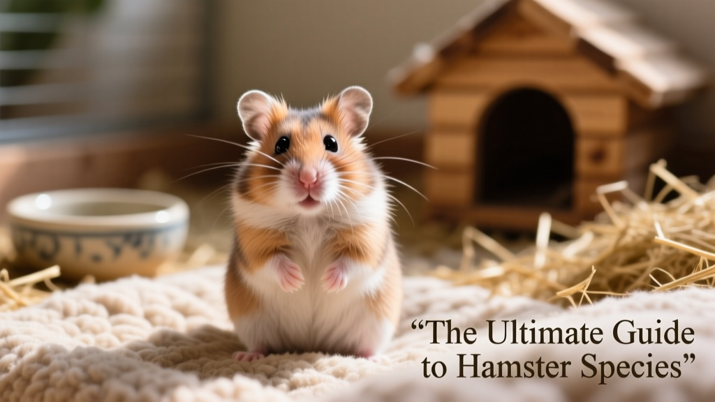 Syrian hamster sitting upright on bedding, looking alert and friendly