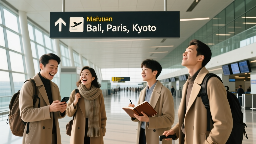 A destination signboard in an airport
