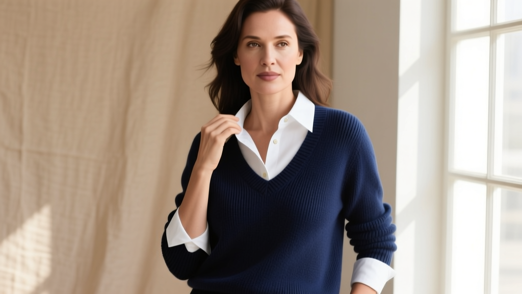 How to Layer a Crew Neck Over a Collared Shirt