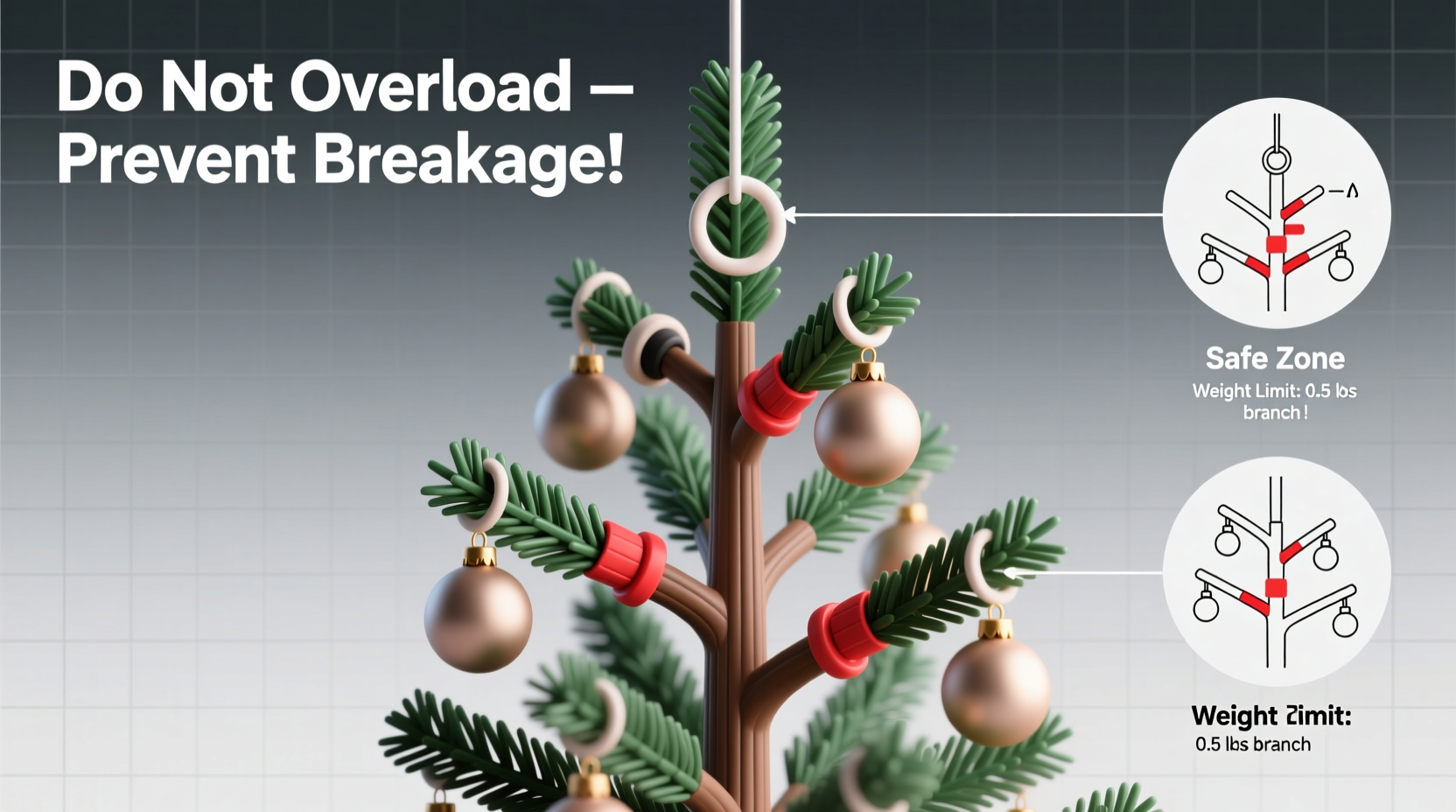 how to safely hang heavy ornaments on a artificial tree without snapping branches